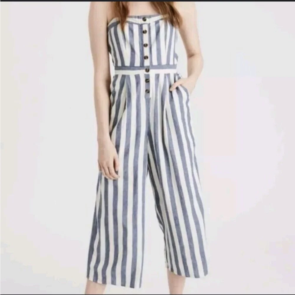American Eagle striped strapless jumpsuit - Picture 1 of 8